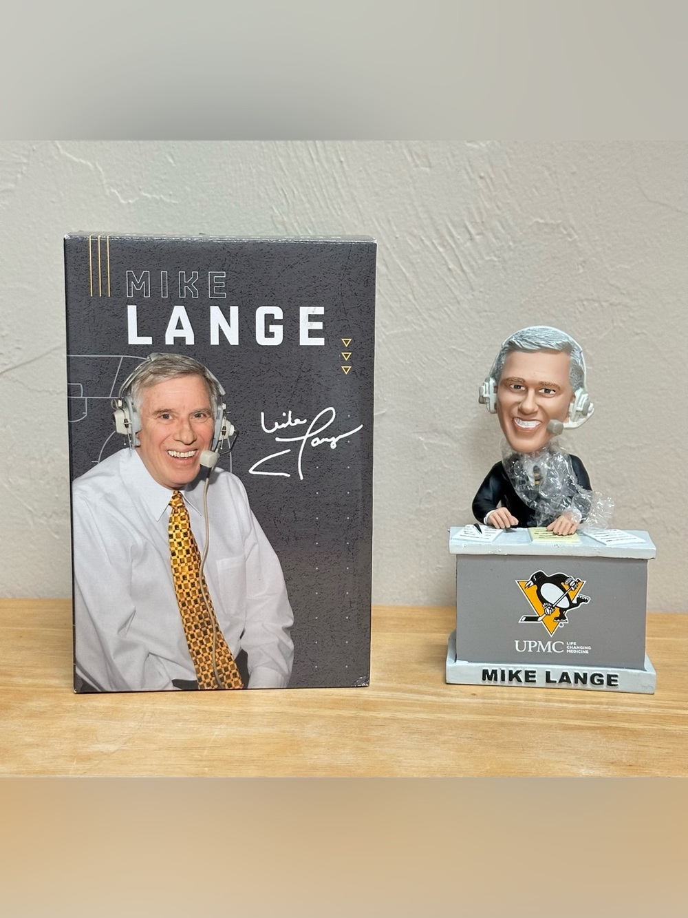 Mike Lange Bobblehead with Box - Pittsburgh Penguins legendary HOF announcer